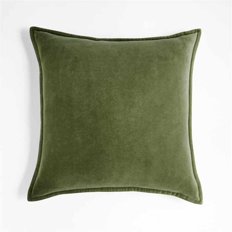Moss 20" Washed Cotton Velvet Pillow Cover + Reviews | Crate & Barrel | Crate & Barrel