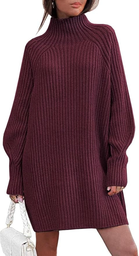 LILLUSORY Sweater Dresses for Women 2025 Fall Fashion Mock Neck Long Lantern Sleeve Oversized Out... | Amazon (US)