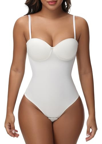 SHAPSHE Backless Bodysuit for Women Tummy Control Shapewear Deep V Corset Tops Thong Body Shaper With Built in Bra Going Out Bodysuit Tops | Amazon (US)