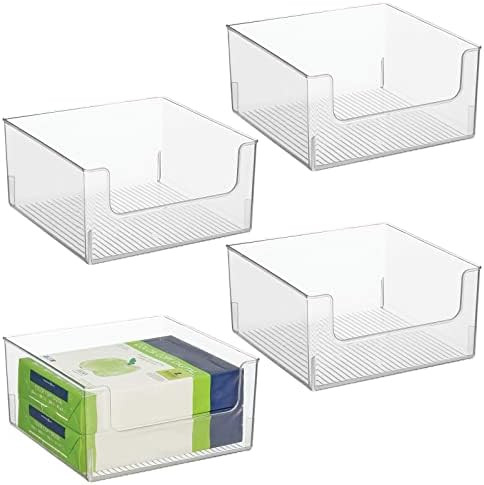 mDesign Modern Wide Plastic Open Front Dip Storage Organizer Bin Basket for Home Office Organizat... | Amazon (US)