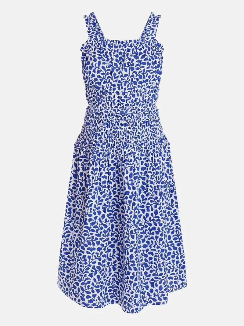 Time and Tru Women's and Women's Plus Sleeveless Smocked Peasant Midi Dress, Sizes XS-4X | Walmart (US)