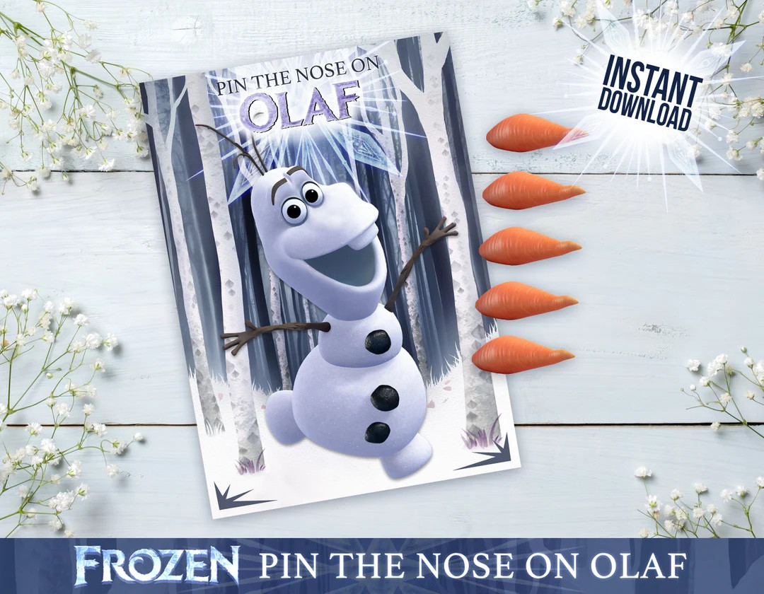 Pin the Nose on Olaf Frozen Themed Printable Birthday Party Game | Etsy (US)