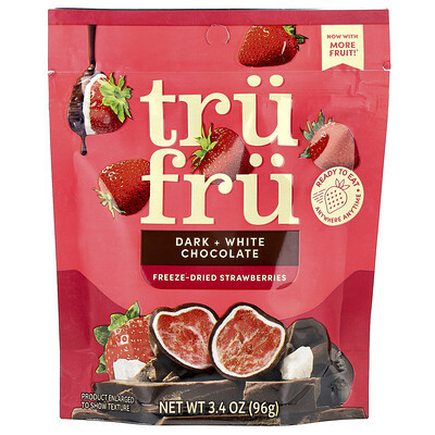 Tru Fru, Freeze-Dried Strawberries, Dark + White Chocolate, 3.4 oz (96 g) | iHerb