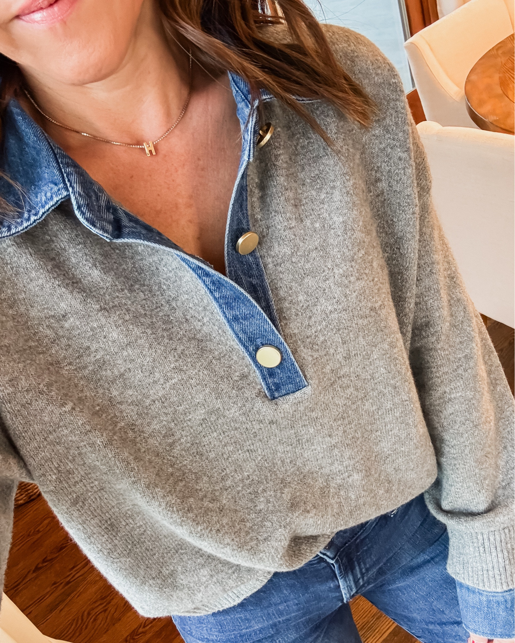 2 sweaters. Very similar. Both have a pretty denim detail. 
1- size small
2- XS 

#LTKSeasonal #LTKootd