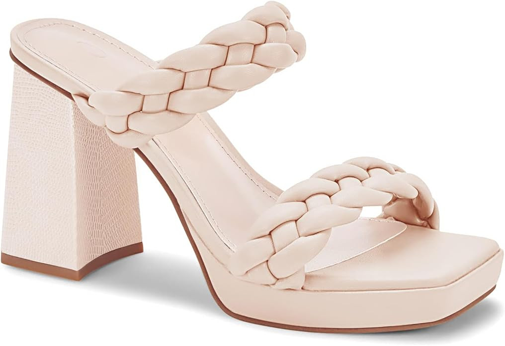 Coutgo Womens Platform Heels Chunky Heel Braided Heeled Sandals Slip on High Mules Party Summer D... | Amazon (US)