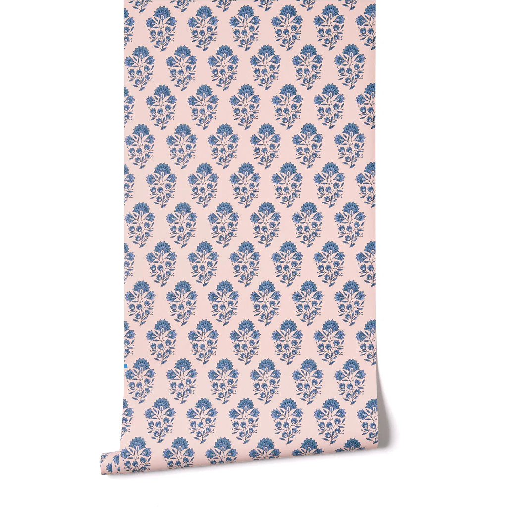 Block Print in Peach Blush Wallpaper | Caitlin Wilson Design