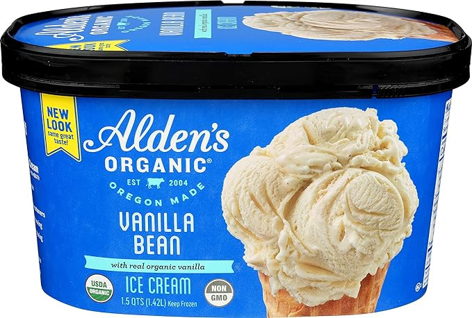 Alden's, Organic Vanilla Bean Ice Cream, 48 oz (Frozen) | Amazon (US)
