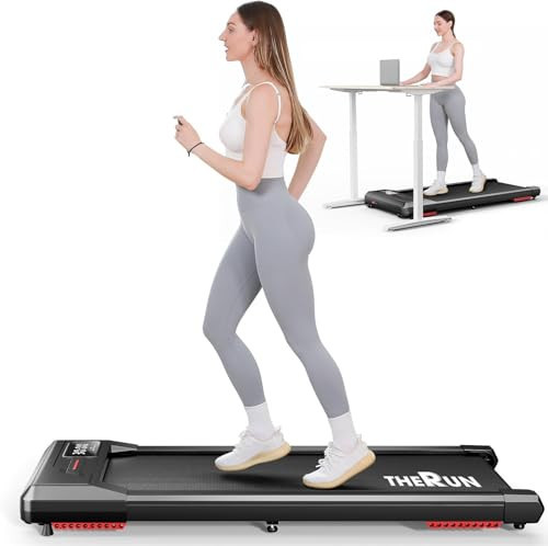 THERUN Walking Pad, 2.5 HP Under Desk Treadmill with Remote Control for Walking and Jogging, 265lbs Capacity Widen Running Belt Portable Walking Desk Treadmill LED Display for Home/Office Black | Amazon (US)