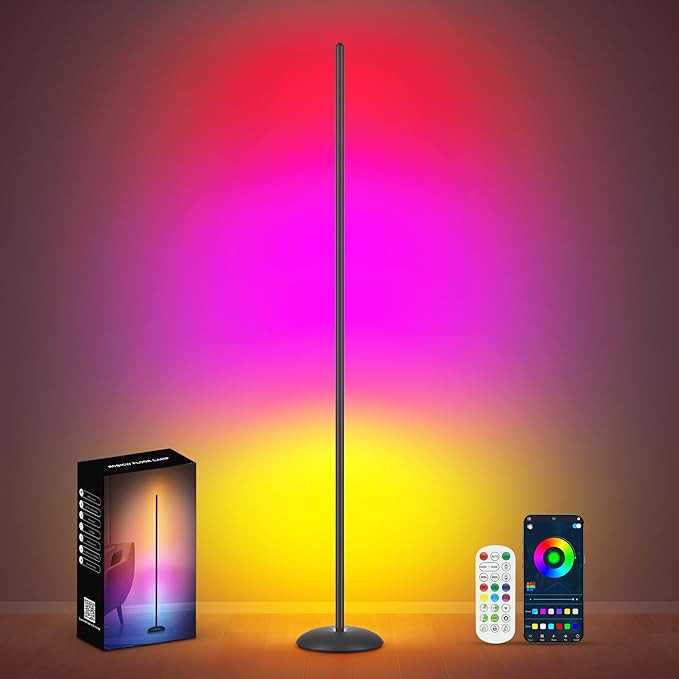 LED Corner Floor Lamp, RGB LED Corner Lamp with App & Remote, Smart Floor Lamp with 16 Million Co... | Amazon (US)