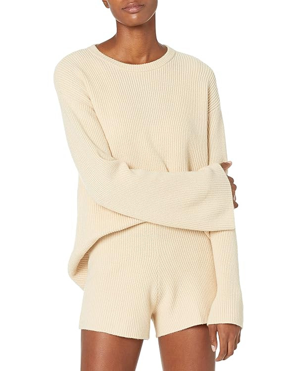 The Drop Women's Alice Crew-Neck Back-Slit Ribbed Pullover Sweater | Amazon (US)