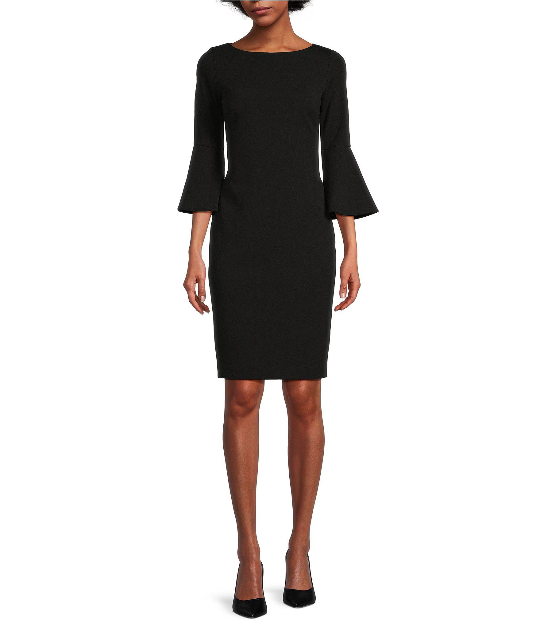 Calvin Klein 3/4 Bell Sleeve Boat Neck Sheath Dress | Dillard's | Dillard's