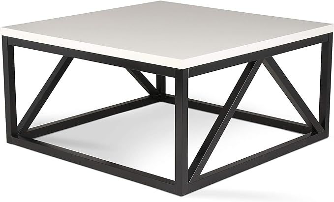 Kate and Laurel Kaya Two-Toned Wood Square Coffee Table with White Top and Black Base | Amazon (US)
