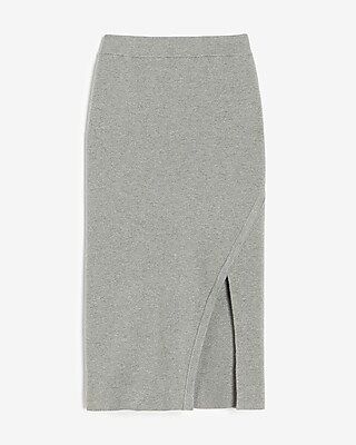 High Waisted Ribbed Slit Front Sweater Pencil Skirt | Express