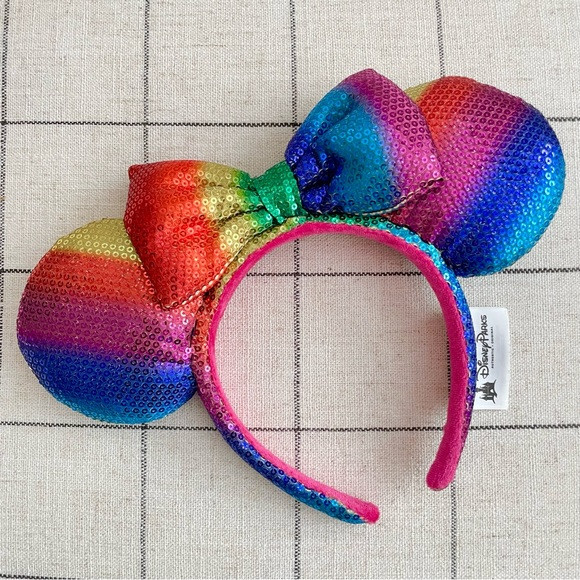 Disneyland Rainbow Sequin Minnie Mouse Bow Ears Headband | Poshmark