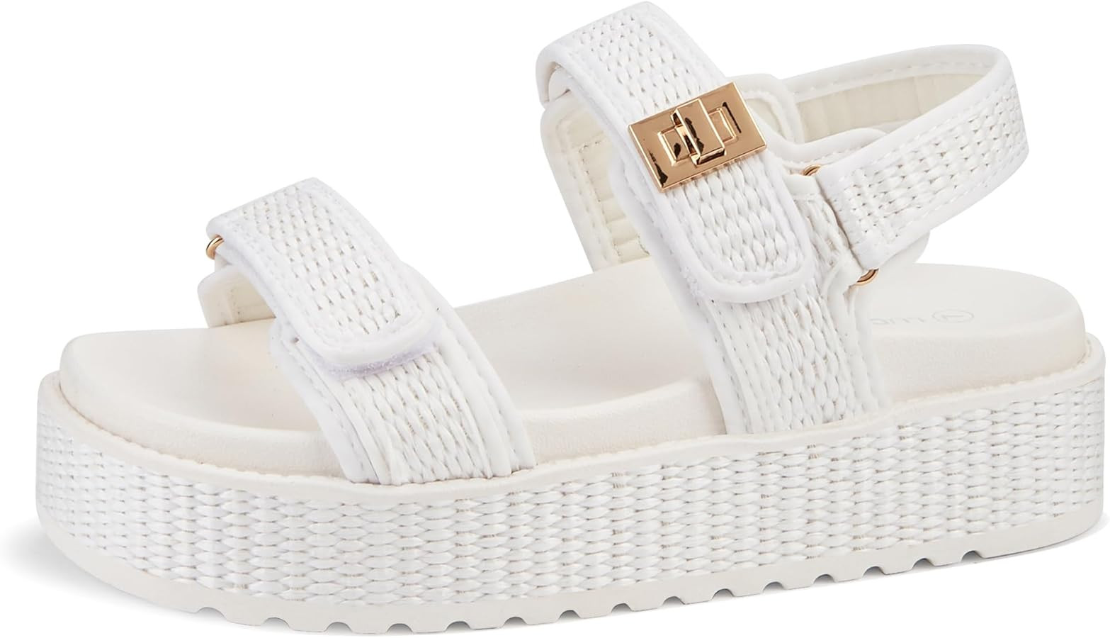 LUCKY STEP Women's Raffia Platform Wedge Sandals Open Toe Slingback Sandals Adjustable Double Str... | Amazon (US)