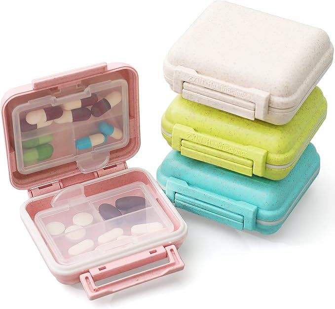 4 Pack Pill Case for Pocket Purse Travel Pill Organizer Small Pill Box Portable Medicine Organize... | Amazon (US)