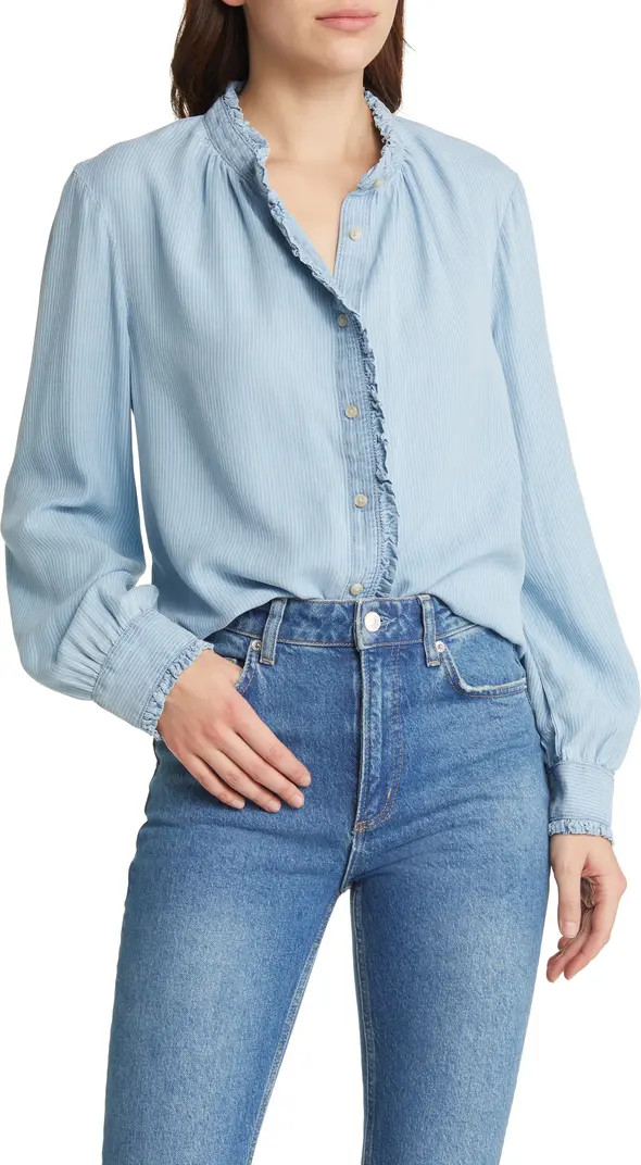 Stripe Ruffle Button-Up Shirt | Nordstrom