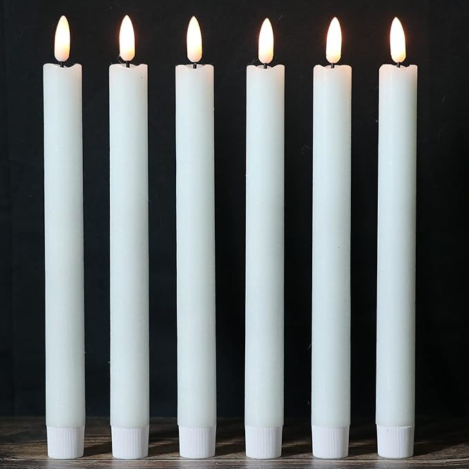 Wondise Flickering Flameless Taper Candles with Timer, 9 Inch Battery Operated White LED Window C... | Amazon (US)