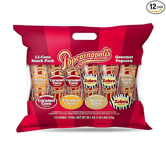 Popcornopolis Popcorn 12 Cone Snack Pack (Gift cone) | Amazon (US)