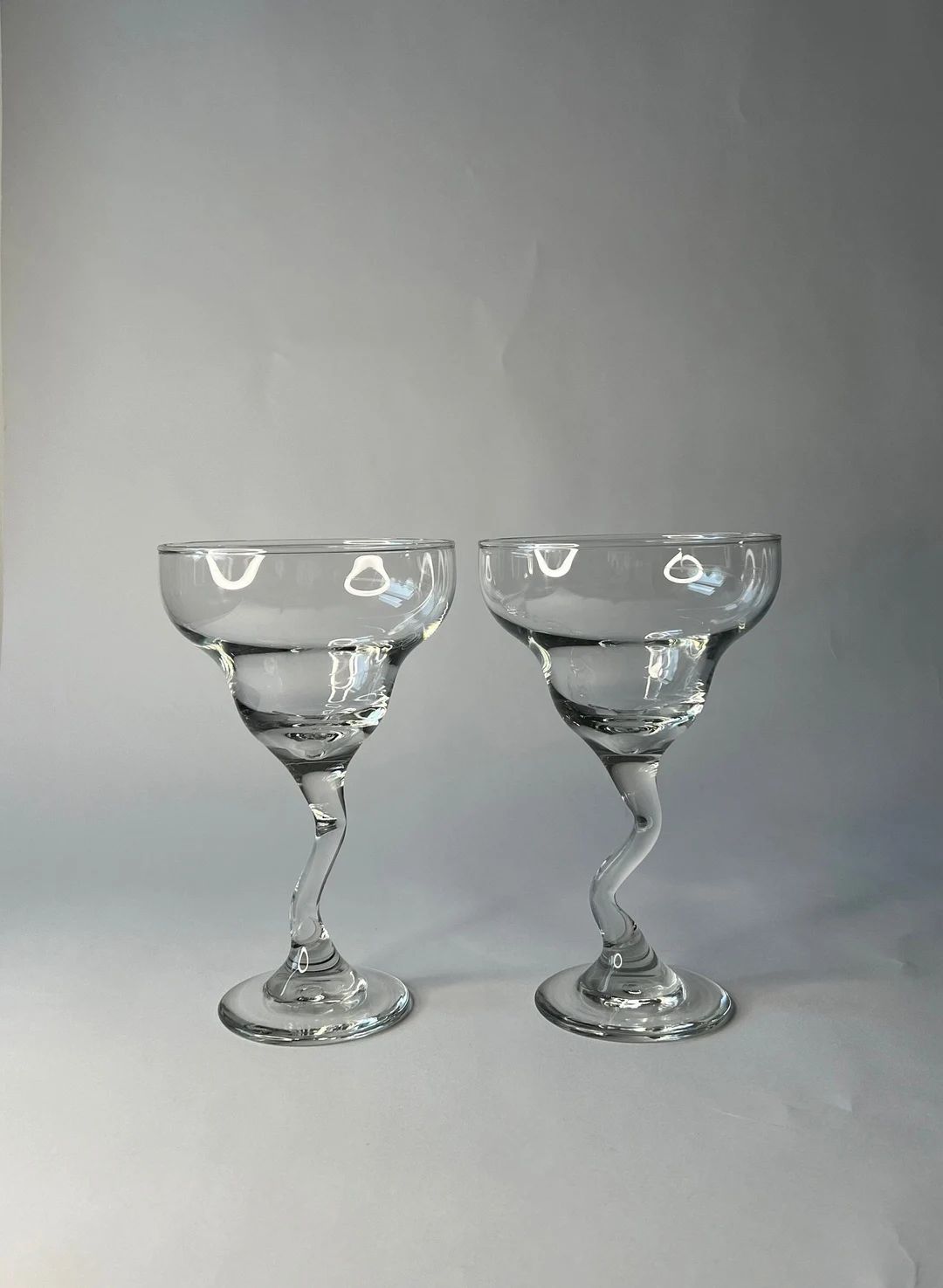 Vintage Clear Squiggly Stem Margarita Glasses Libbey Wavy Z Stem Glasses MCM Margarita Glass - Et... | Etsy (US)