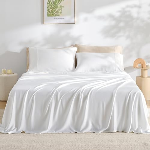 GOKOTTA Split King Sheets Set 5 Pieces, 100% Tanboocel® Rayon Derived from Bamboo Sheets Split King Size, Soft Breathable Sheets, 16" Deep Pocket Sheets with Elastic Corner Straps, Moisture Wicking | Amazon (US)
