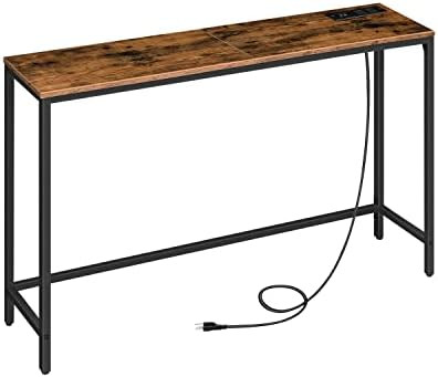 HOOBRO 47.2" Console Table with Power Outlets and USB Ports, Sofa Table, Narrow Entryway Table wi... | Amazon (US)