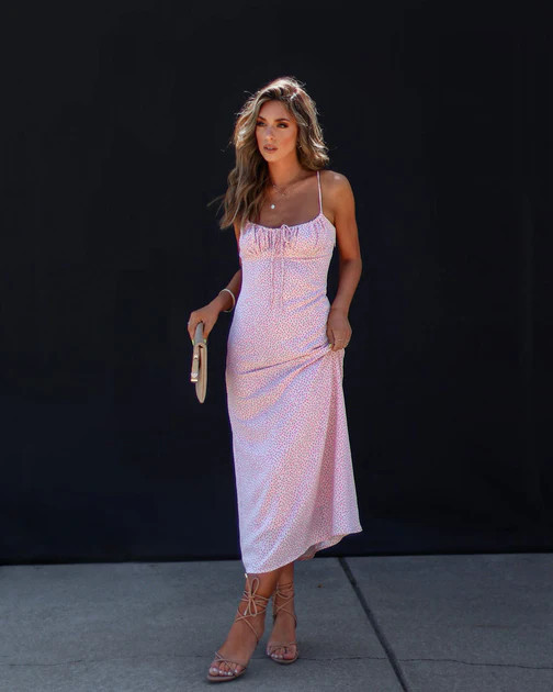 Halsie Floral Midi Dress - Pink | VICI