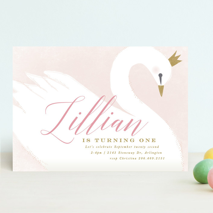 "sweet swan princess" - Customizable Children's Birthday Party Invitations in Pink by Karidy Walk... | Minted