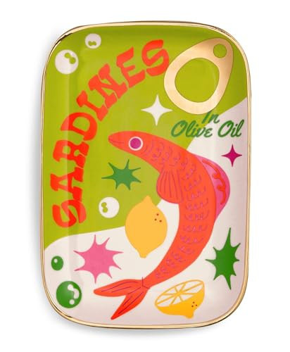 ban.do Novelty Trinket Tray, Ceramic Jewelry Dish, Small Decorative Tray for Keys or Decor, Cute Catchall Tray, Sardines | Amazon (US)