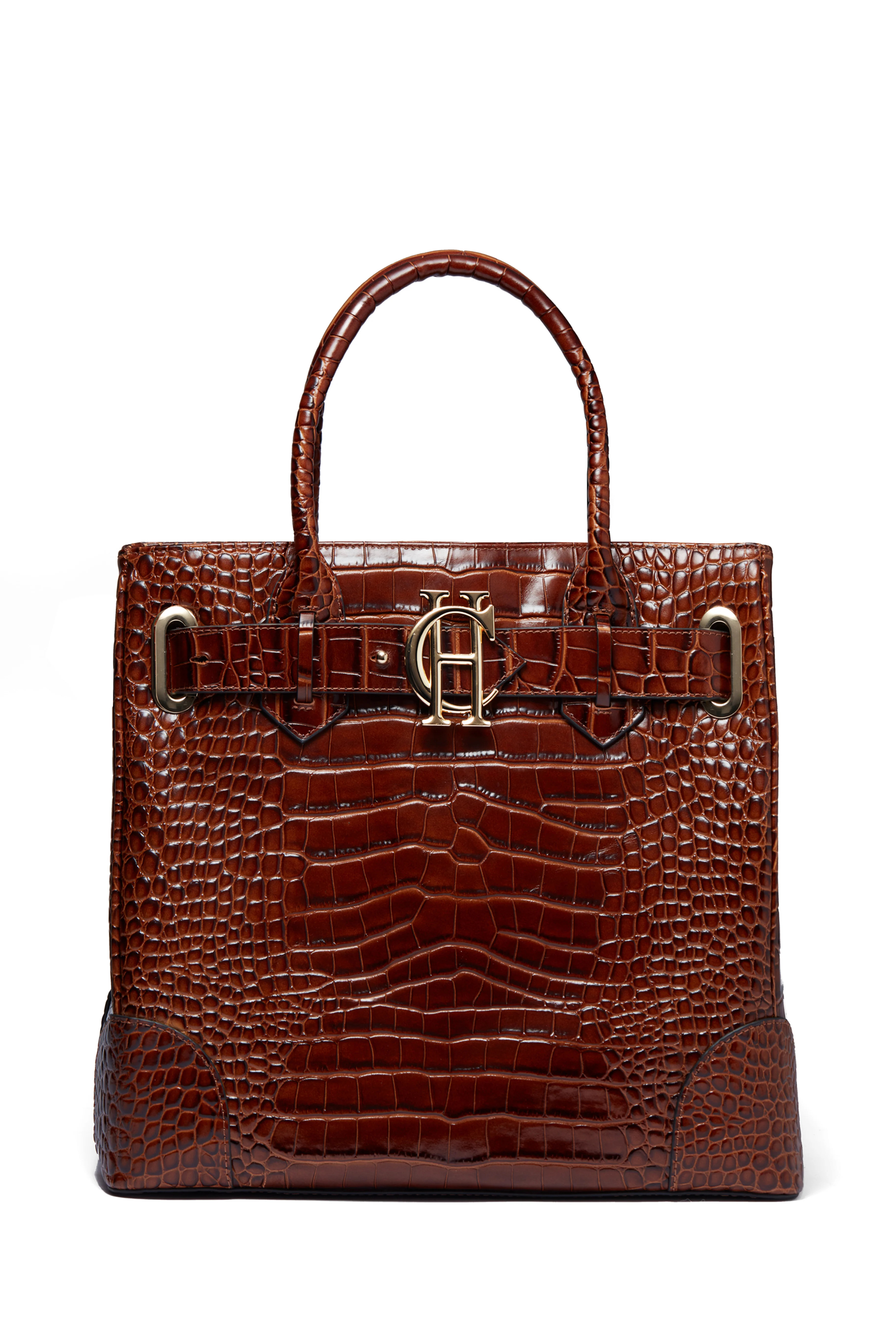 The Brompton Tote (Tan Croc) | Holland Cooper