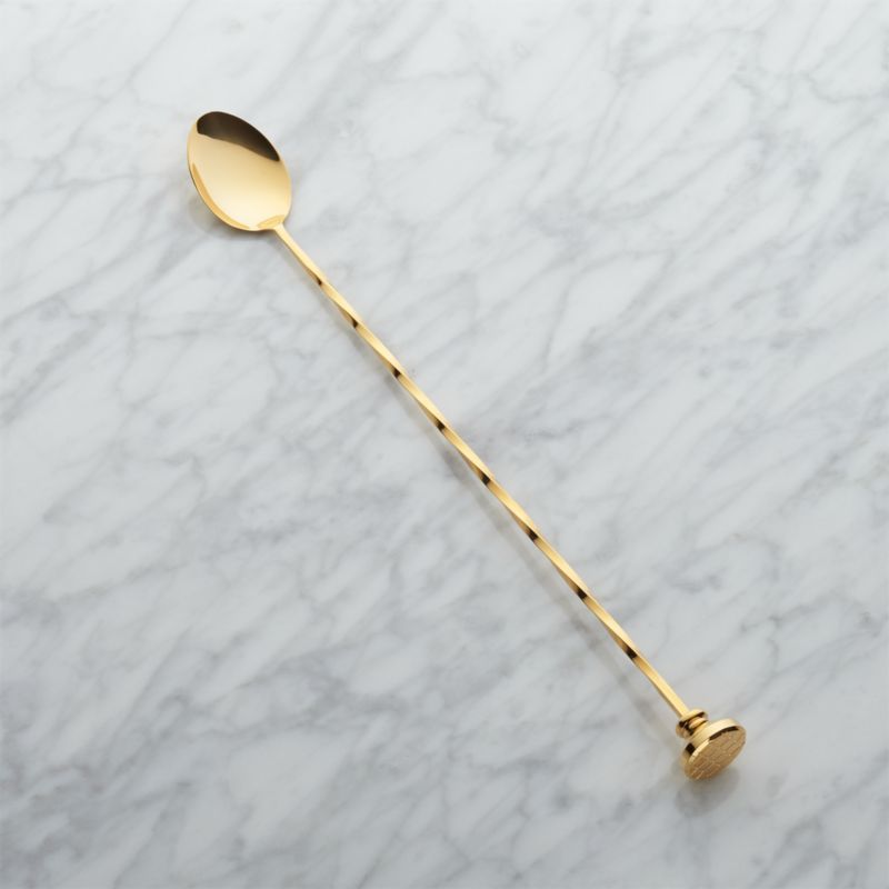 Gold Bar Spoon With Muddler + Reviews | Crate and Barrel | Crate & Barrel