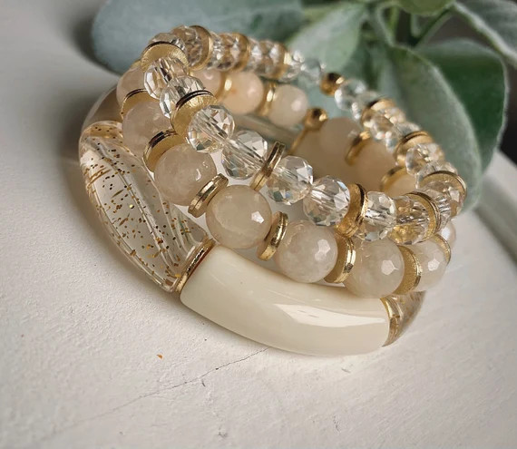 The Maeve Stack | beaded bracelets | acrylic bracelets | bracelet stacks | stackable bracelets | ... | Etsy (US)