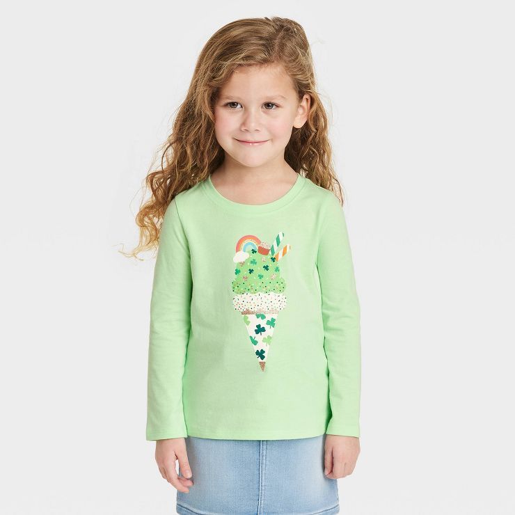 Toddler Girls' 'Ice Cream' Long Sleeve T-Shirt - Cat & Jack™ Light Green | Target