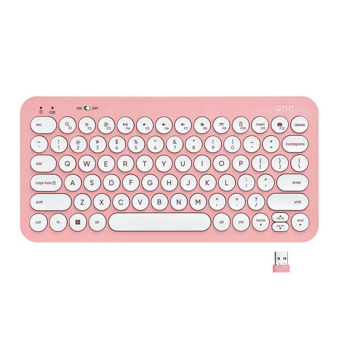 onn. Mini Compact Wireless Office Keyboard USB Receiver, 78 Keys, Pearl Blush Pink | Walmart (US)