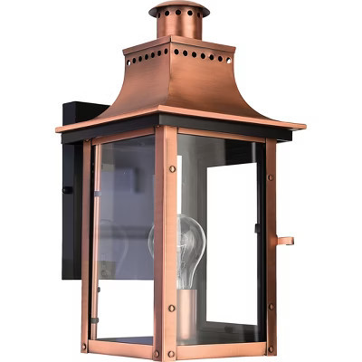 Chalmers 1-Light Aged Copper Outdoor Wall Lantern | Target