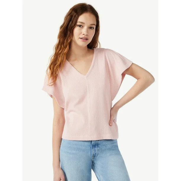 Free Assembly Women's Flounce Sleeve Top - Walmart.com | Walmart (US)