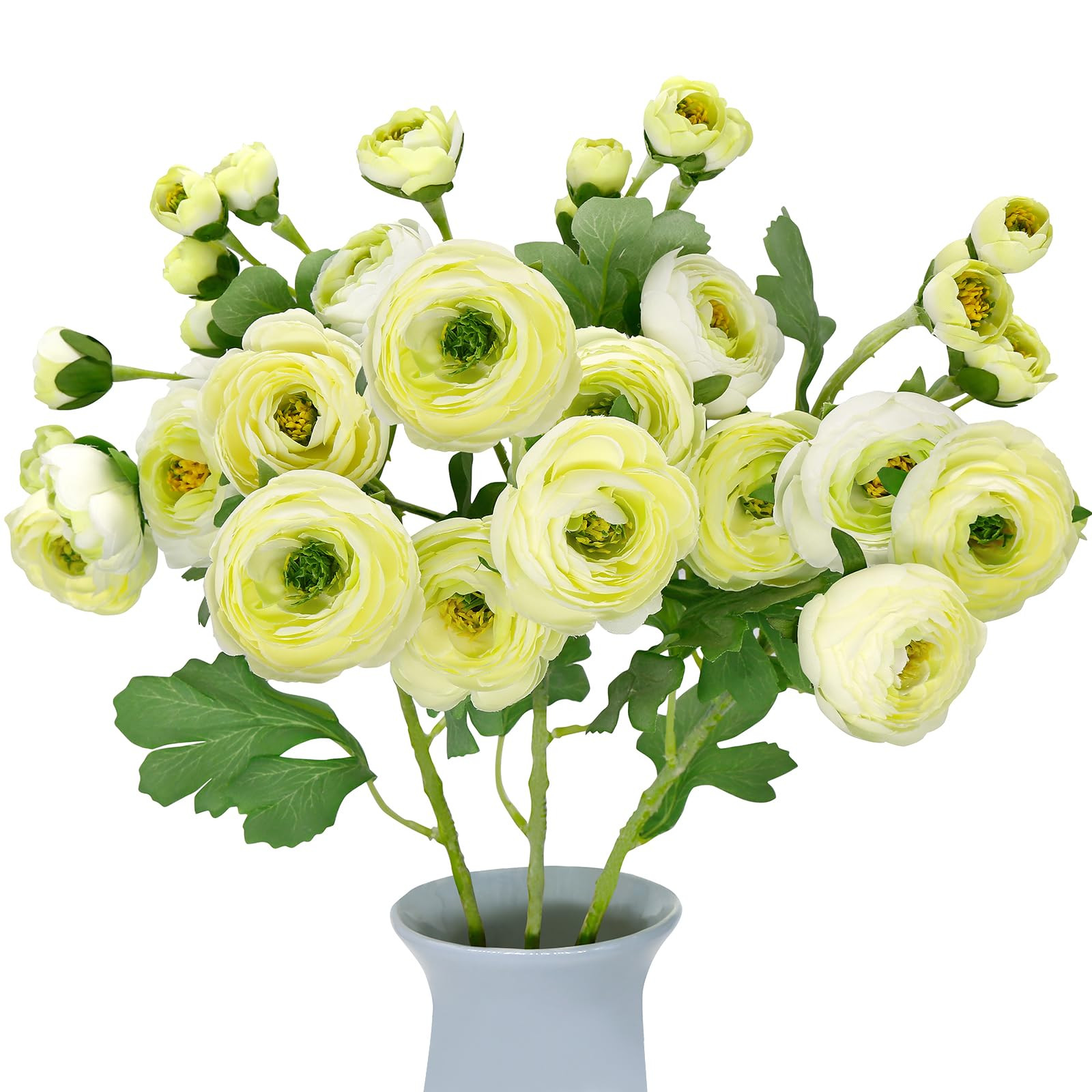Mini Ranunculus Artificial Flowers Bulk 21.6", 3 Pcs 36 Heads Faux Silk Ranunculus Bouquets for H... | Amazon (US)