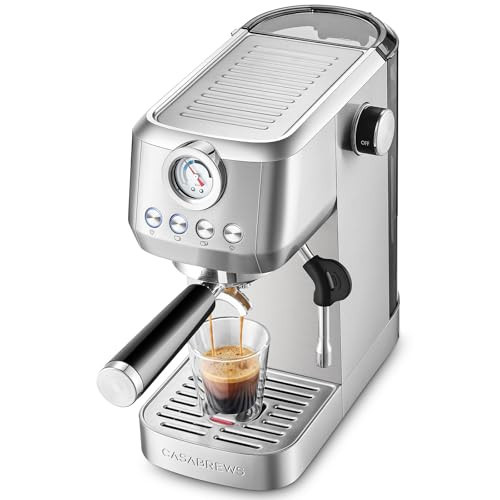 CASABREWS 3700 Gense Espresso Machine 20 Bar, Stainless Steel Espresso Maker With Steam Milk Frother, Coffee Machine Cappuccino Latte Machine With 43.9 oz Removable Water Tank | Amazon (US)