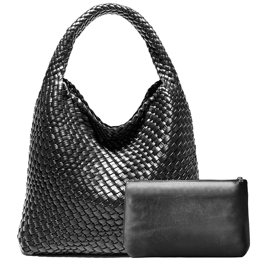 Woven Bag Purses and Handbags Woven Vegan Leather Tote Shoulder Top-Handle Bag With Purses for Wo... | Amazon (US)