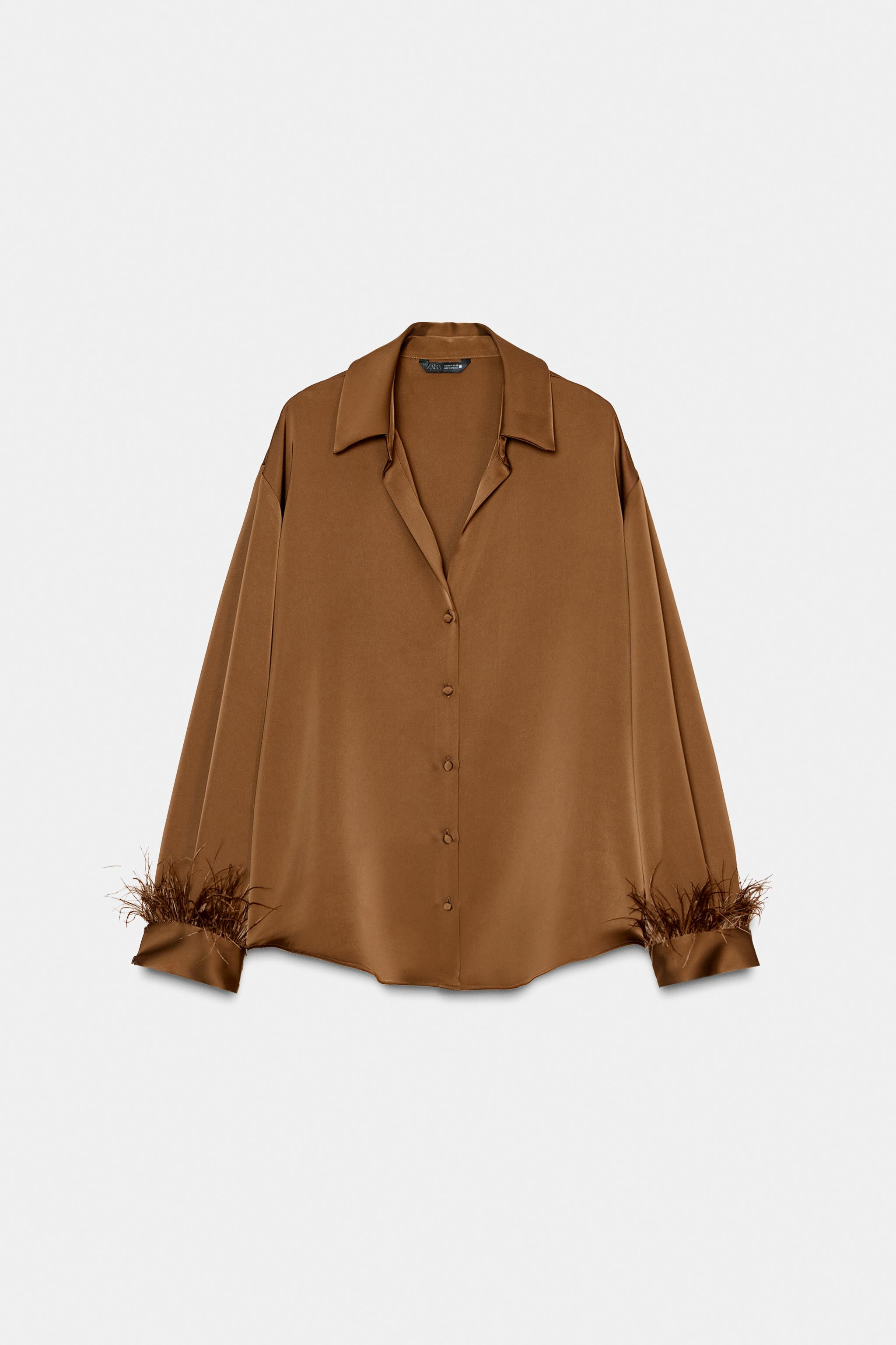 SATIN EFFECT FEATHER BLOUSE | Zara US