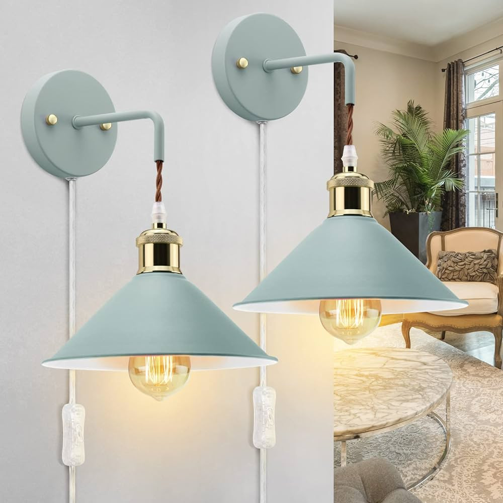Plug in Wall Sconces, 2PACK Wall Lamp with Plug in Cord, Wall Light with Plug in Cord On/Off, E26... | Amazon (US)