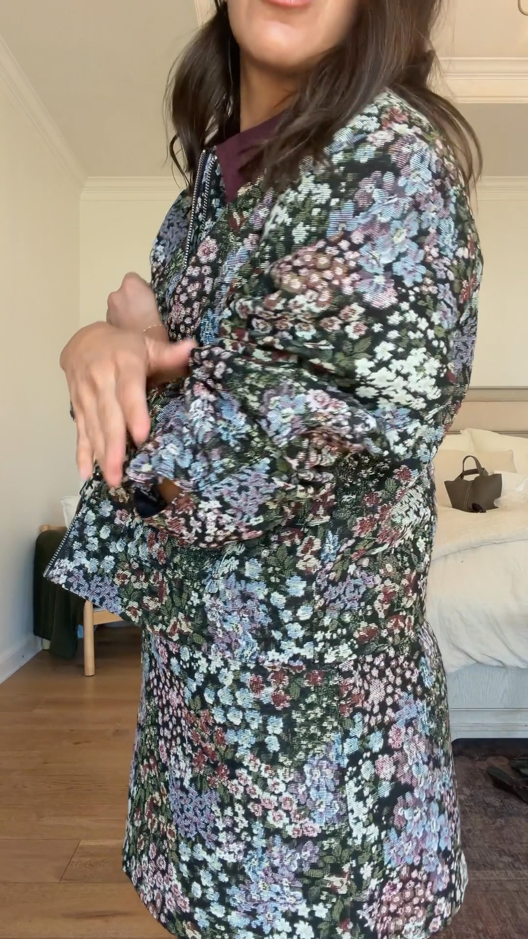 Another great find from Walmart. Runs big, wearing size small in the jacket and a 2 in the skirt