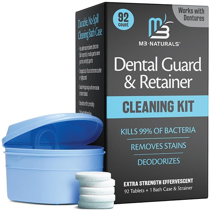 Retainer & Denture Cleaning Kit, 92 Tablets + Bath Case & Strainer by M3 | Amazon (US)