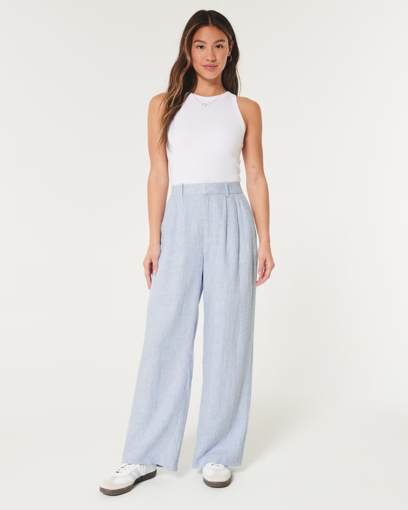 Women's Hollister Livvy Ultra High-Rise Linen Blend Wide-Leg Pants | Women's Bottoms | HollisterC... | Hollister (UK)