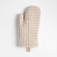 Crate & Barrel Hanno Natural Embroidered Organic Cotton Oven Mitt + Reviews | Crate & Barrel | Crate & Barrel