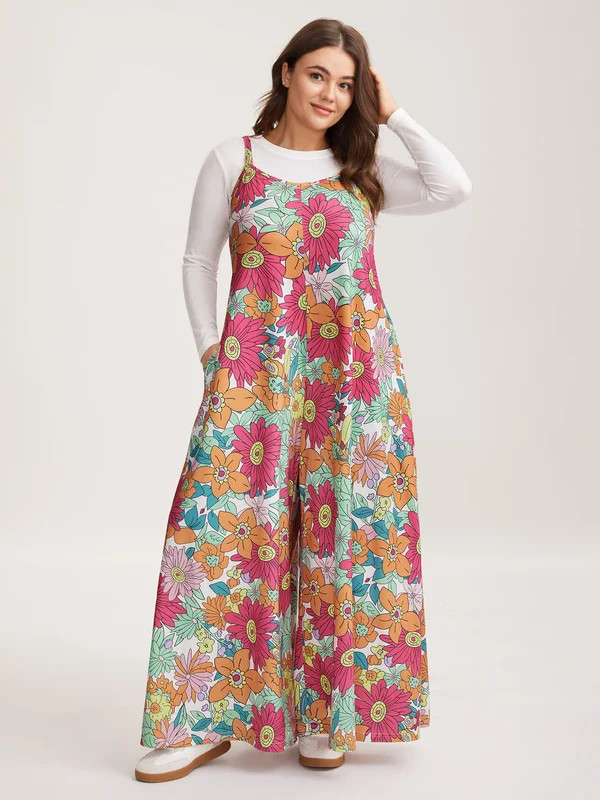 Vivid Groove Stretchy Adjustable Jumpsuit | Bloomchic