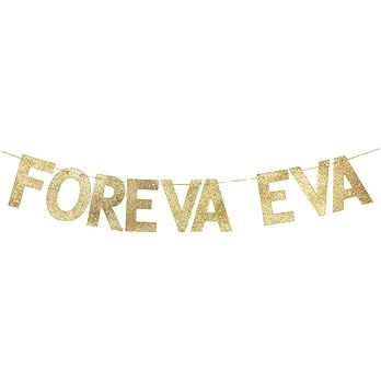 Foreva Eva Gold Glitter Paper Banner, Wedding/Engagement/Valentine's Day Party Decor, Forever and... | Amazon (US)