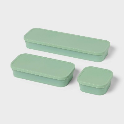 3pk Click in Place Shallow Insert Storage Containers 46oz/30oz/13oz Green - Brightroom™ | Target