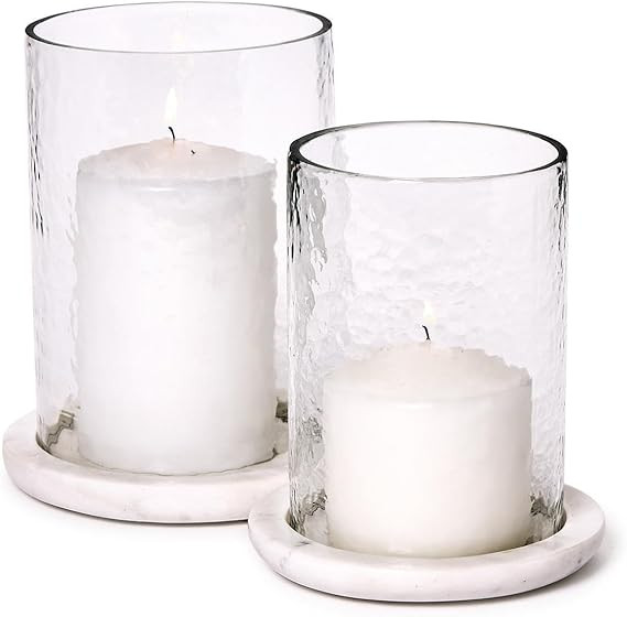 Two's Company Marble Tabletop Hurricane Candle Holder, Glass, Set of 2 | Amazon (US)