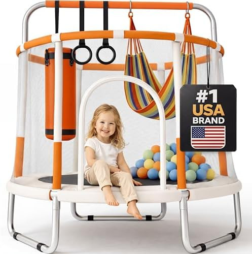 Happin® 55’’ Trampoline for Kids with Safety Enclosure, Indoor & Outdoor Toddler Trampoline,... | Amazon (US)